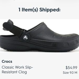 CROCS Black Classic Work Clog Men’s Size 9